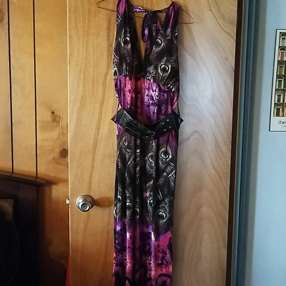 Stacey Summers Size XL Peacock Maxi Dress